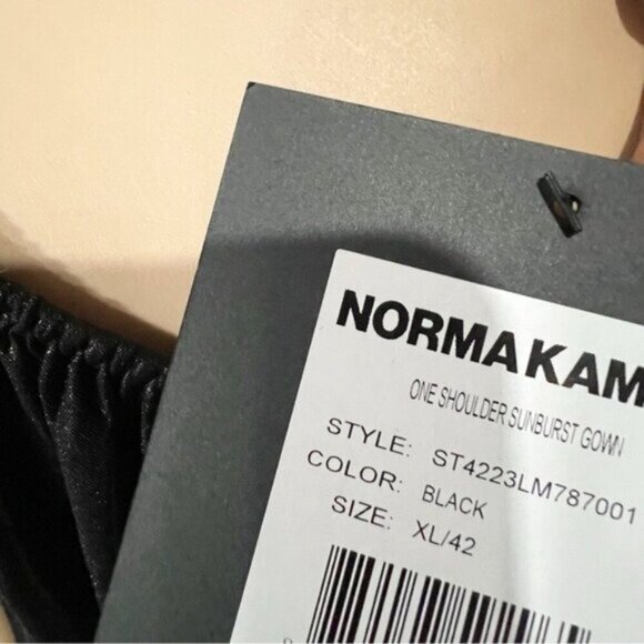 Norma Kamali Sunburst One‑Shoulder Cut‑Out Gown – Size XL – Black Lamé / Evening - Picture 11 of 13